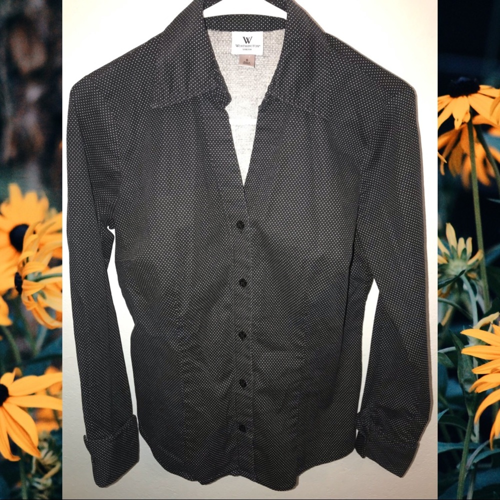 Ladies Worthington Blouse Polka Dots Size 8